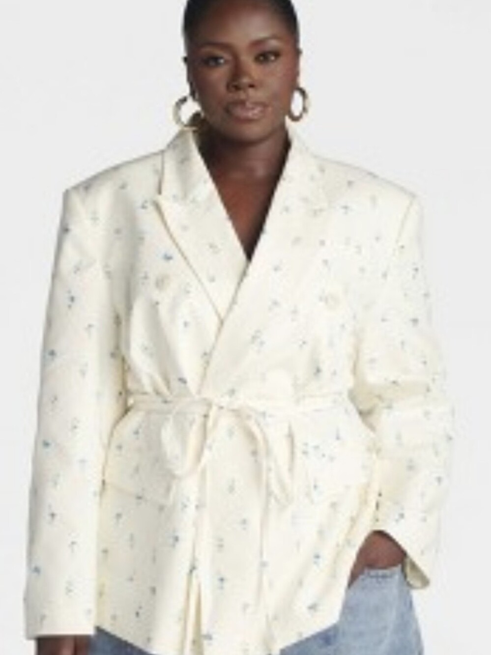 KBB KAHLANA                         Women's Cream Floral Wrap Robe Jacket Size L